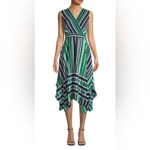 Karl Lagerfeld Asymmetrical Green and Black Dress